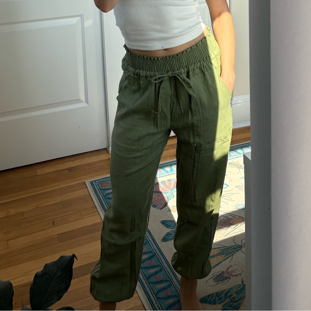 Green parachute pants